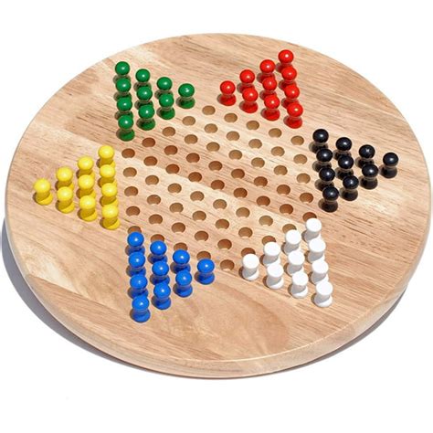 We Games Solid Wood Chinese Checkers Board Game With Pegs 115 In