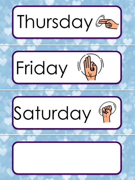 Sign Language Asl Classroom Days Of The Week Posters Teaching Resources