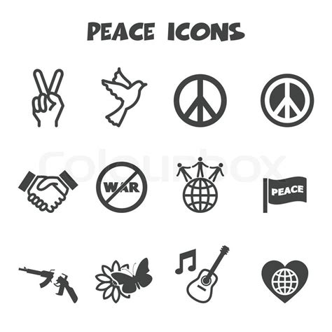 Peace Icons Mono Vector Symbols Stock Vector Colourbox