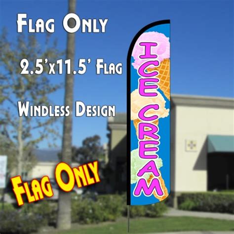 Two Ice Cream Foot Swooper Feather Flag Sign Everyday Low Prices Satisfaction Guaranteed