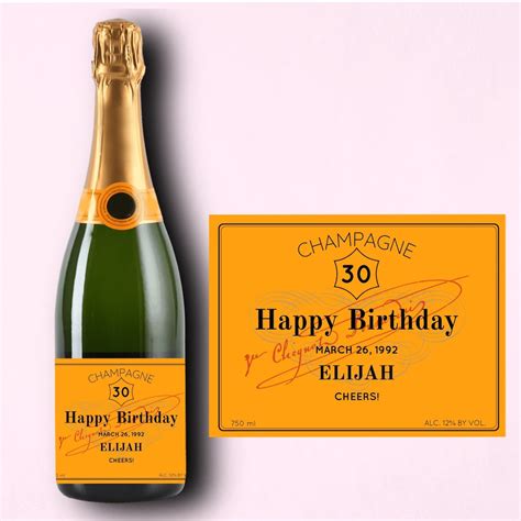 Birthday Champagne Label Personalized Happy Birthday Etsy