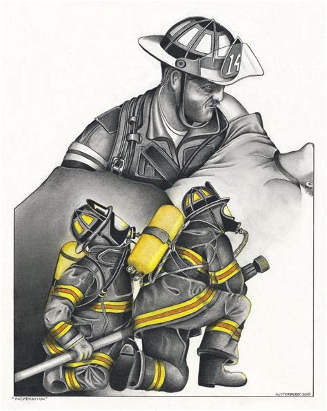 Firefighter Drawing Pencil Sketch Colorful Realistic Art Images