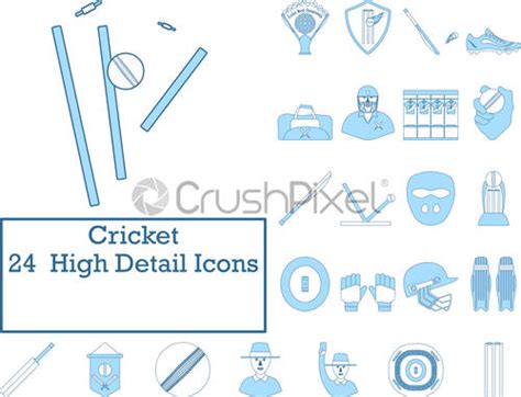 Cricket Game Collection Elements Icons Set Vector Stock Vector