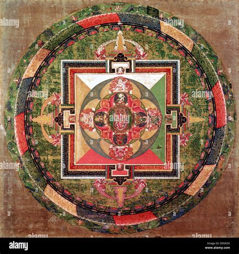 Tibetan Buddhist Mandala Symbolic Diagram Used In Meditation And In