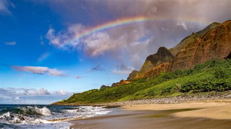Rainbow Waves Beach Coast