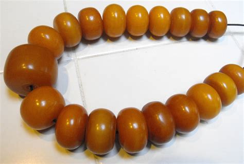 Antique African Amber Trade Beads Necklace Strand Large Beads
