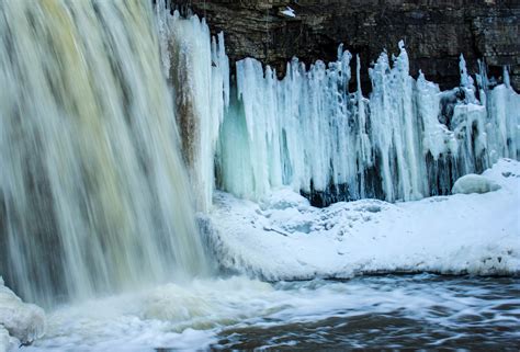 Frozen Falls Landscape At Wequiock Falls Wisconsin Free