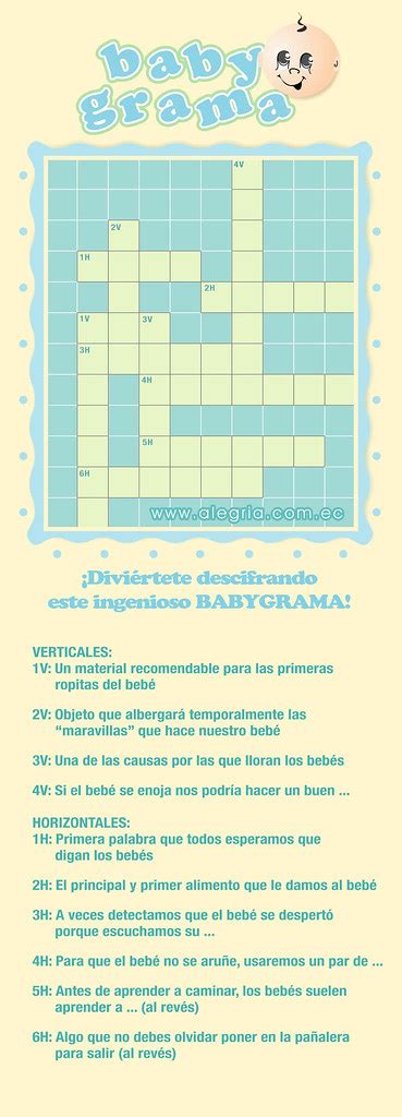 Crucigrama Juegos Para Baby Shower Con Respuestas Juegos Para Baby