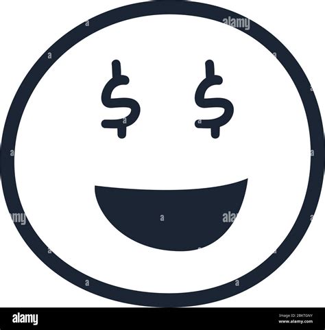 Money Emoji Face Line Style Icon Design Cartoon Expression Emoticon