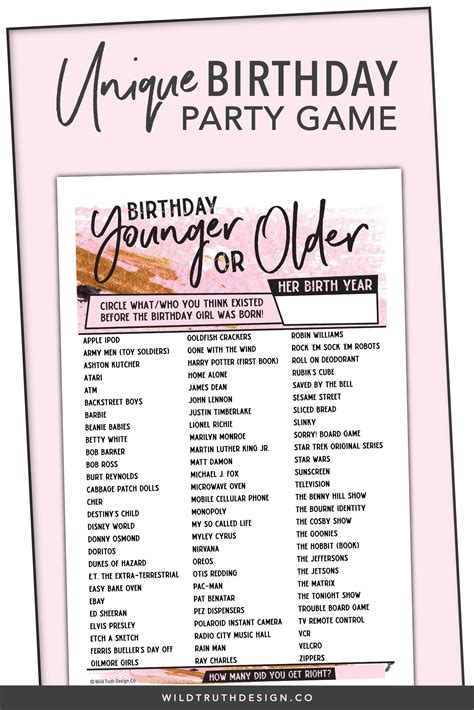 Order delivery, crank up our spotify playlist, put up the virtual background, and you'll be dining out at home in no time! Younger Or Older Women's Birthday Party Game #106B in 2020 ...