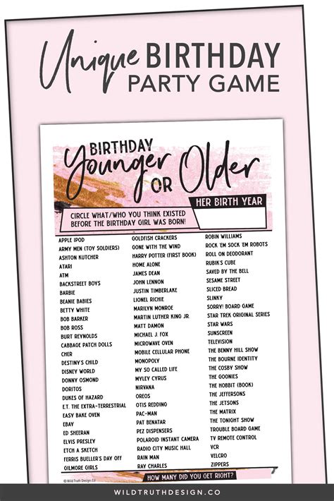 Bringing the party to zoom. Younger Or Older Women's Birthday Party Game #106B in 2020 ...
