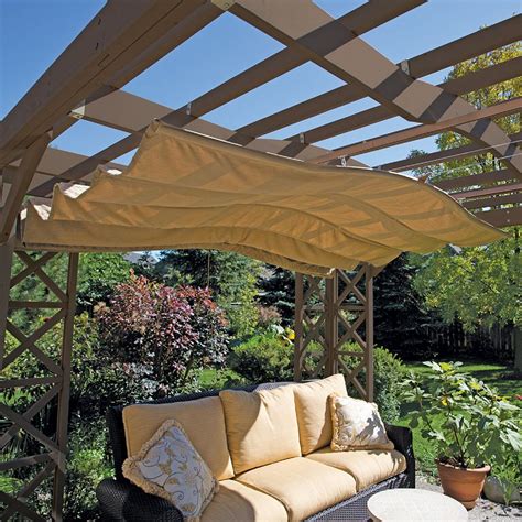 Yardistry 12 Ft X 14 Ft Retractable Sun Shade In Beige The Home