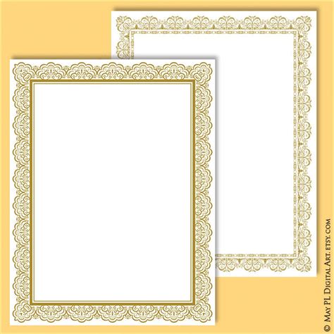 Page Border Gold Certificate Frame Clipart Create Your Own Etsy In