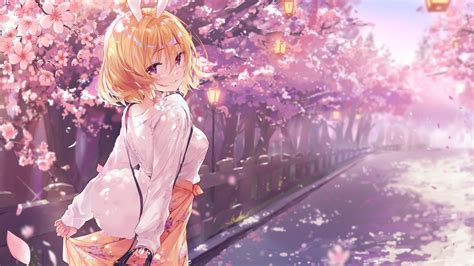 Download 1920x1080 Pretty Anime Girl Sakura Blossom Road