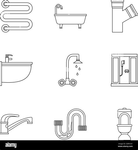 Plumbing Icons Set Outline Style Stock Vector Image And Art Alamy