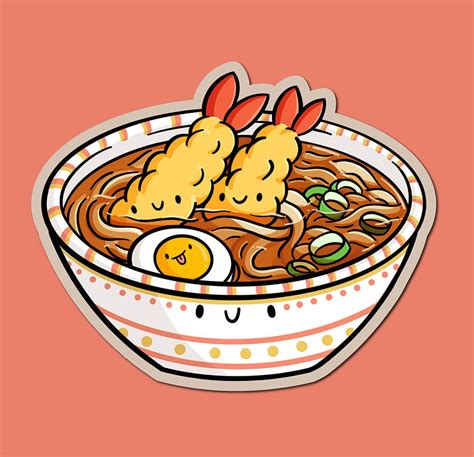 Tempura Udon Sticker Bowl Of Udon Sticker Japanese Food Etsy India