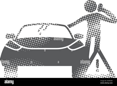 Car And Phone Calling Figure Icons In Halftone Style Automotive