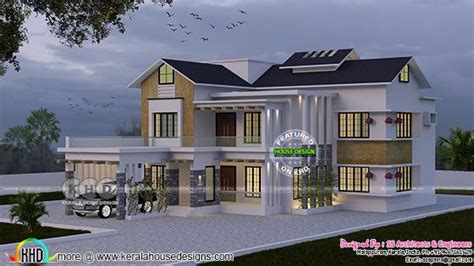 Modern Sloping Roof 4 Bhk Home Design Kerala Home Design And Floor