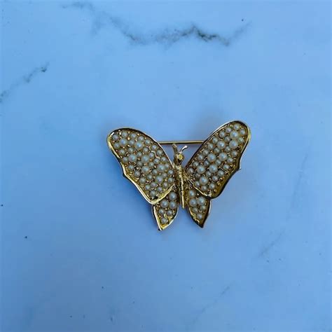 Trifari Vintage Butterfly Brooch Signed Crown Trifari Gem