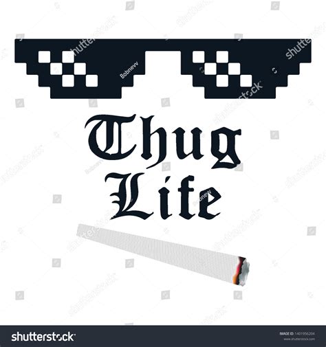 Thug Life Meme Glasses Cigarette Vector Stock Vector Royalty Free