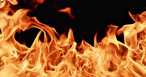 Real Fire Flames Isolated On Black Background Stock Footage Video