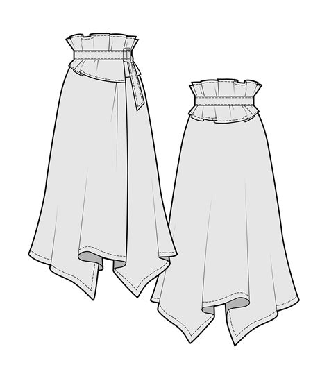 Skirt Fashion Technical Drawings Flat Sketches Винтажные белые платья