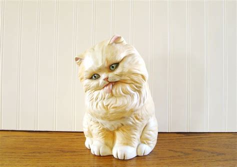 Vintage Silly Cat Figurine Yellow Cat Orange Cat Large Cat Figurine