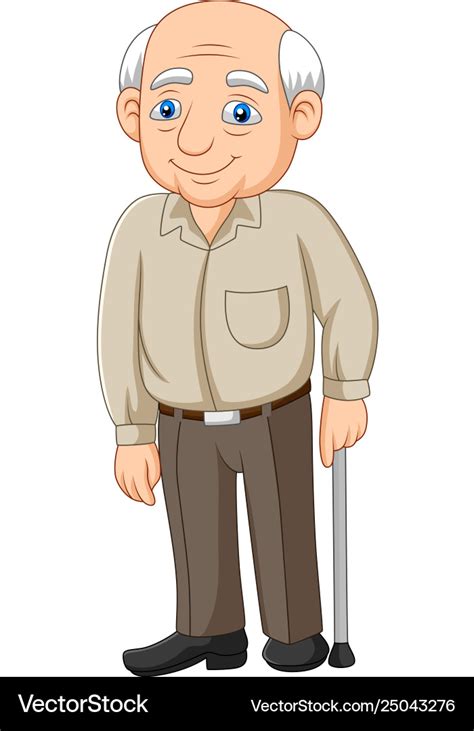 Cartoon Senior Elderly Old Man Royalty Free Vector Image