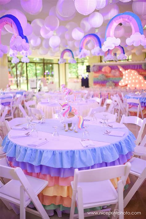 Feast table with food, banquet party. Stella's Magical Unicorn Themed Party - 1st Birthday ...