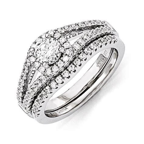 2 Piece Wedding Ring Set Sterling Silver And Cubic Zirconia By Brilliant