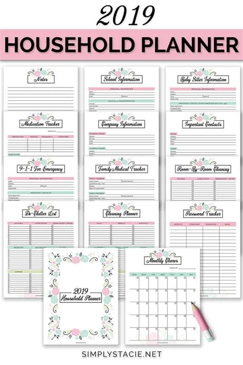 Start display at page 2 family records organizer: 2019 Household Planner Free Printable | Household planner ...