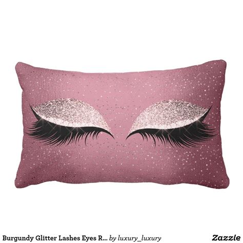 Burgundy Glitter Lashes Eyes Rose Makeup Sleep Lumbar Pillow Zazzle