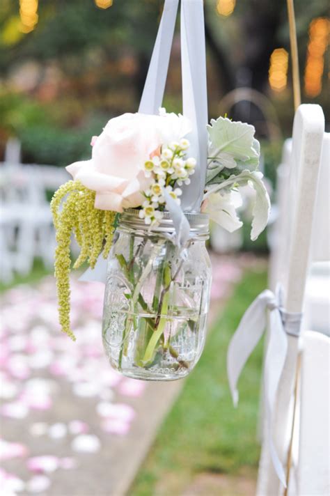 Flowers In Mason Jar Aisle Decor Elizabeth Anne Designs The Wedding Blog