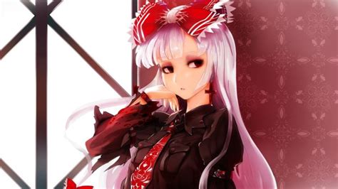 Long Hair Pink Hair Red Eyes Anime Anime Girls Touhou Fujiwara No Mokou Hd Wallpapers