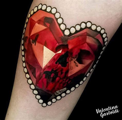 Heart Shaped Ruby With Skull Best Tattoo Design Ideas