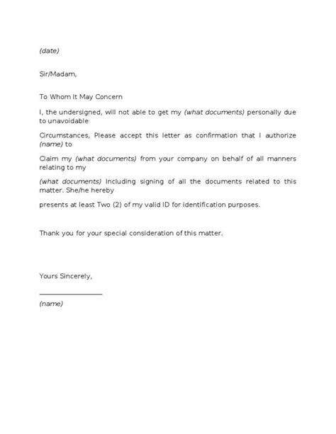 Authorization Letter To Collect Cheque