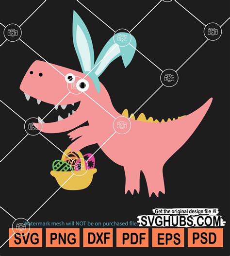 Easter dinosaur with bunny ears and eggs svg, Easter Saurus svg, Bunny