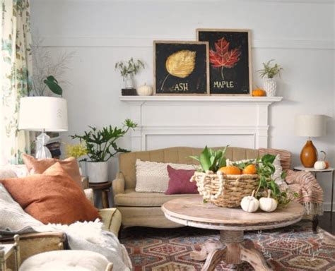 A Simple Fall Boho Living Room With Hand Painted Fall Art Jennifer Rizzo