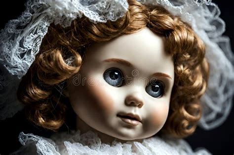 Haunted Doll With Big Eyes Paranormal Photography Stock Illustration