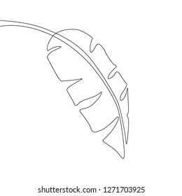 One Line Drawing Banana Leaf Continuous