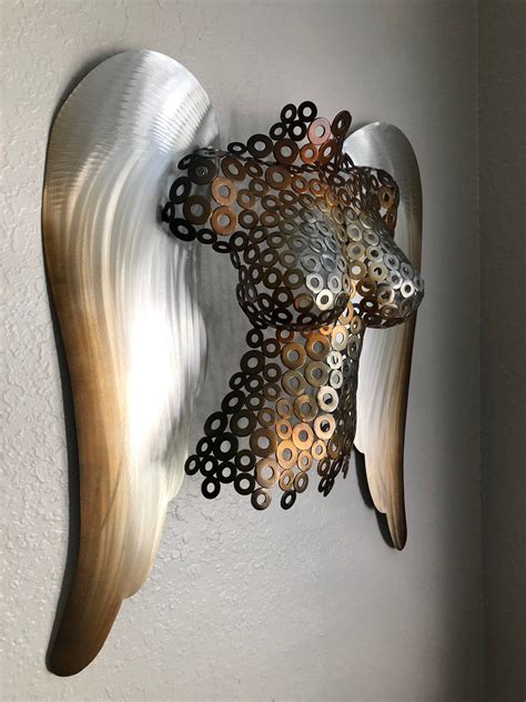 Abstract Metal Wall Art Sculpture Contemporary Metal Art Angel Etsy