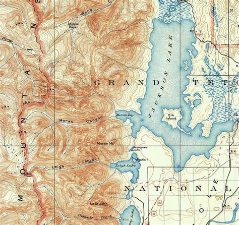 1899 Topo Map Of Grand Teton Wyoming Quadrangle Jackson Lake Etsy