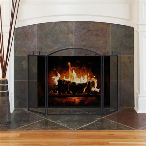 Pleasant Hearth Classic Black Steel 3 Panel Fireplace Screen Fa010s