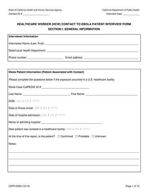 Form Cdph8530 Download Printable Pdf Or Fill Online Healthcare Worker