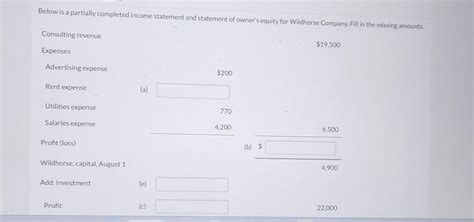 Solved Below Is A Partially Completed Income Statement And Chegg Com