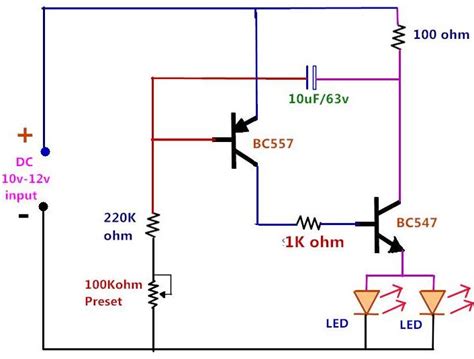 Blinking Led Lights Using Two Transistors And One Capacitor