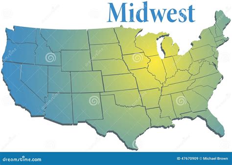 Us States Regional Midwest Map Stock Vector Illustration Of Rockies