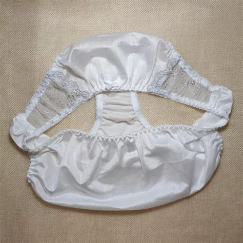 Vintage Silky Nylon Panties White Bikini Gray Lace Brief Size 7 8 Hip 38 42 22 00 Picclick