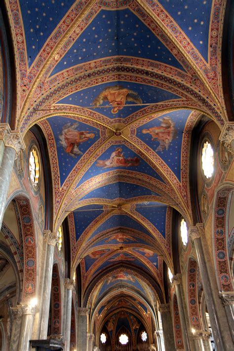 Celestial Blue Ceiling Fresco At Santa Maria Sopra Minerva In Rome