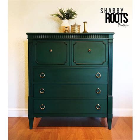 New Emerald Green Vintage Tall Dresser Beautiful Cabinet Etsy